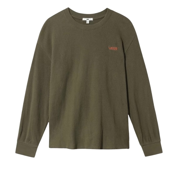 VANS WOMEN’S Size VN0A4SCAKCZ LORRAINE LONG SLEEVE THERMAL TOP LOGO Green Cotton - Picture 5 of 13